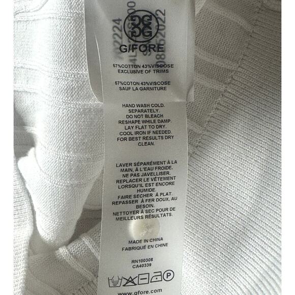 G/Fore White Blur Ribbed Golf Polo Short Sleeve Shirt Top Women's Size L NWT - Picture 5 of 6